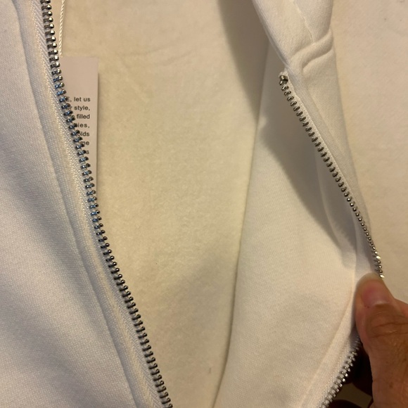 Women👱🏽‍♀️ Oversized Zip Up White Sweatshirt Hoodie Jacket Sz L - Picture 6 of 11
